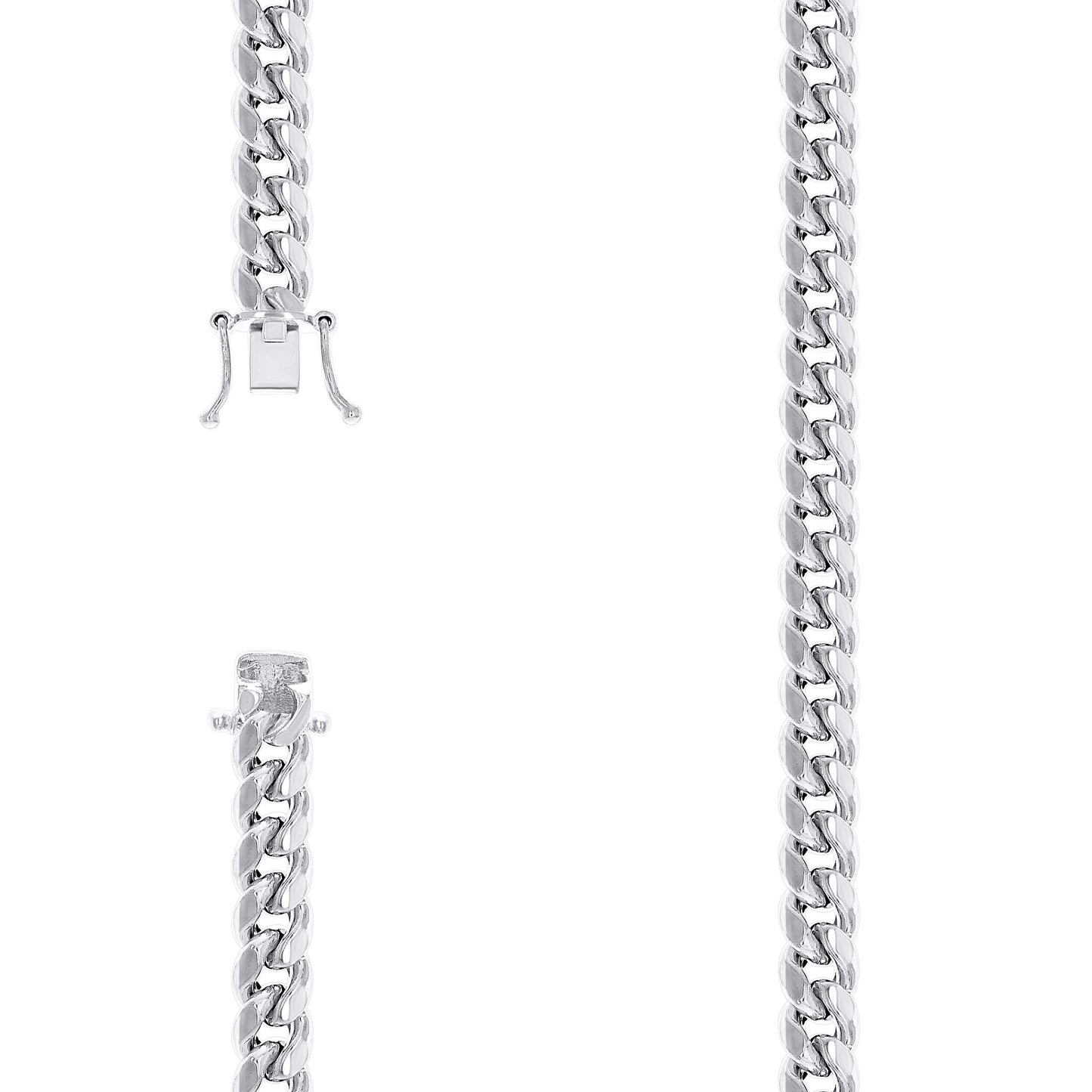 Sterling Silver Rhodium Plated Or Yellow Tone Hollow Miami Cuban Chain
