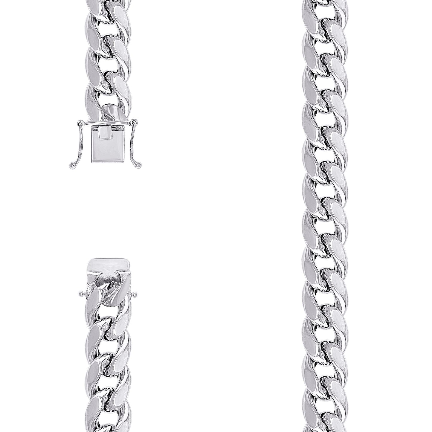 Sterling Silver Rhodium Plated Or Yellow Tone Hollow Miami Cuban Chain