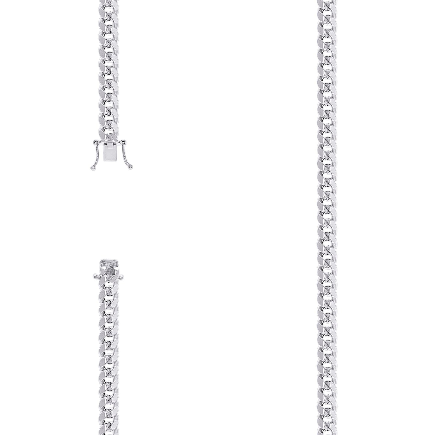 Sterling Silver Rhodium Plated Or Yellow Tone Hollow Miami Cuban Chain