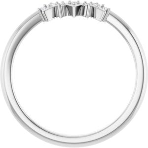 14K White Gold Round 1 Mm Polished .03 Ctw Natural Diamond Contour Band Size 7