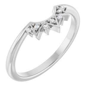 14K White Gold Round 1 Mm Polished .03 Ctw Natural Diamond Contour Band Size 7