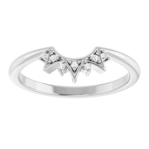 14K White Gold Round 1 Mm Polished .03 Ctw Natural Diamond Contour Band Size 7