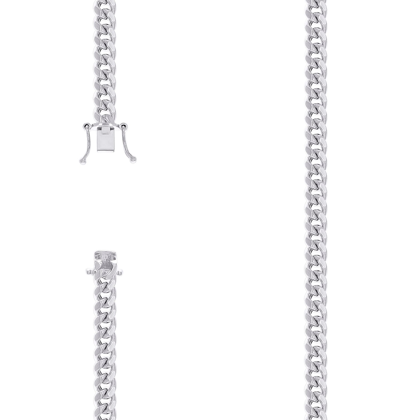 Sterling Silver Rhodium Plated Or Yellow Tone Hollow Miami Cuban Chain