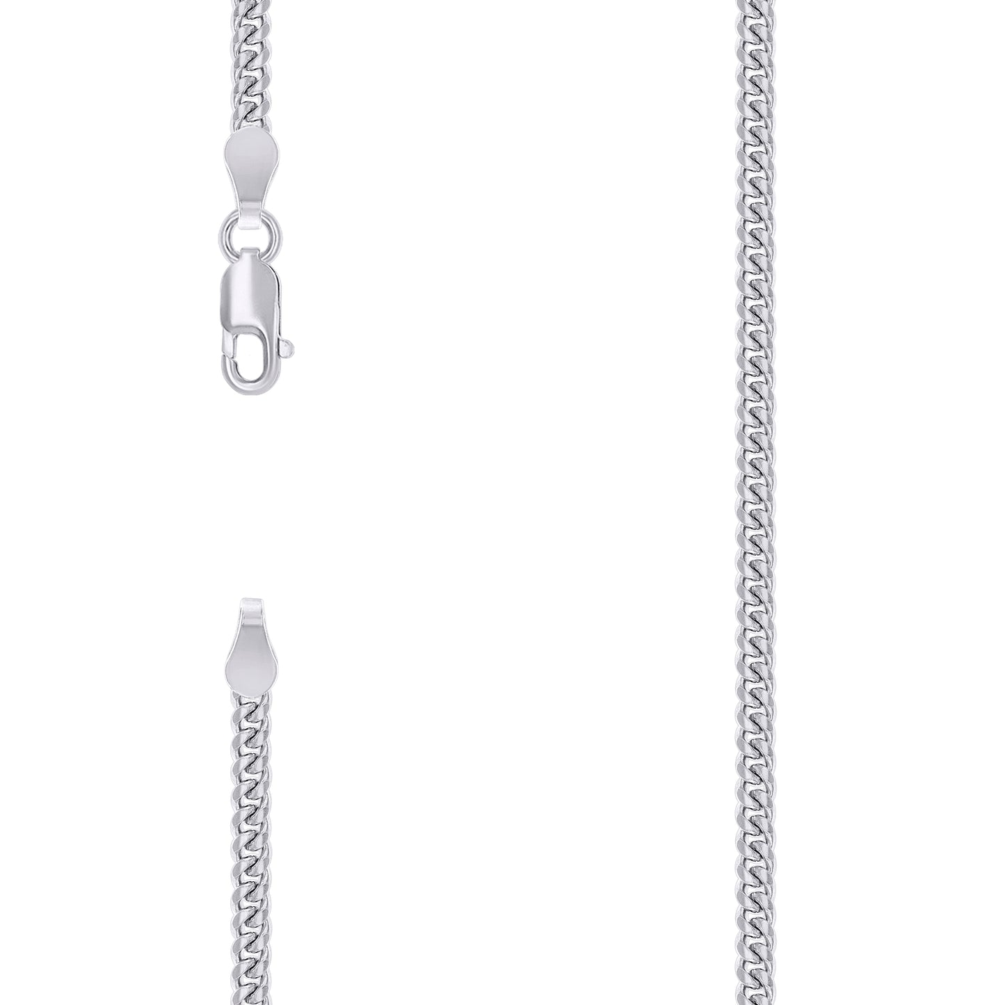 Sterling Silver Rhodium Plated Solid Miami Cuban Chain