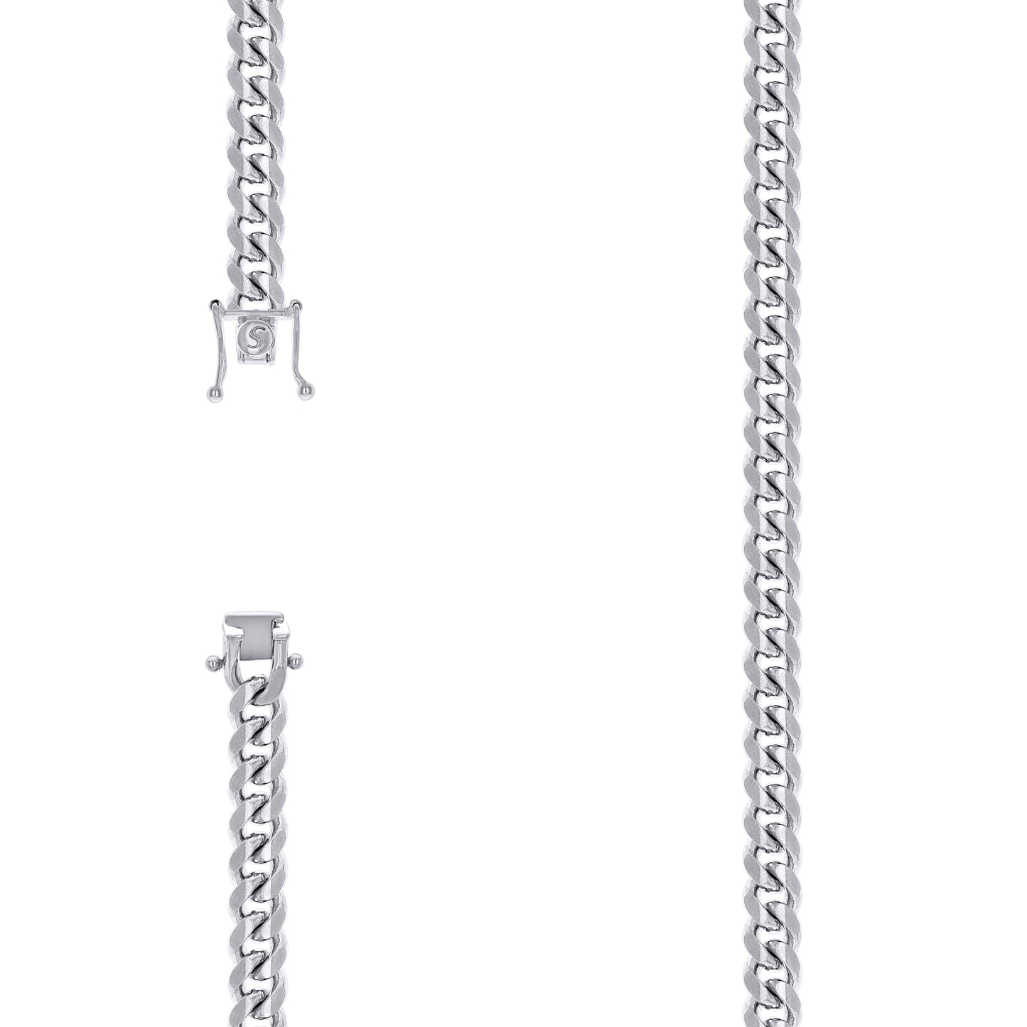 Sterling Silver Rhodium Plated Solid Miami Cuban Chain