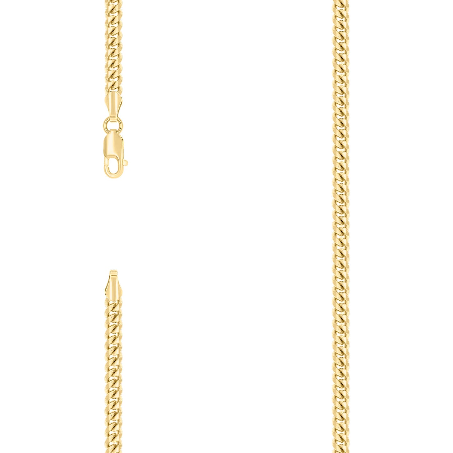 Sterling Silver Yellow-Tone Solid Miami Cuban Chain