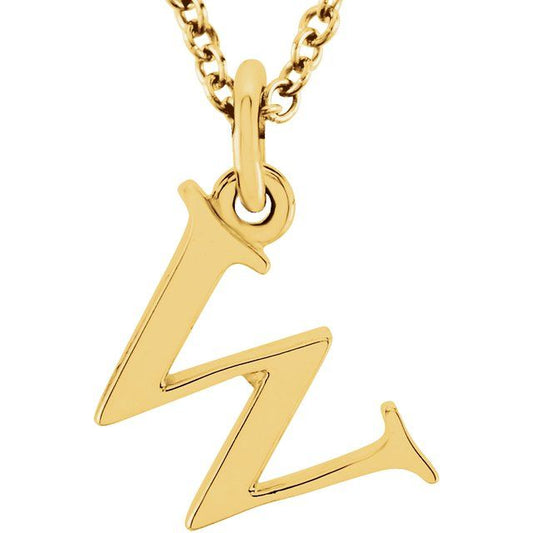 14K Yellow Gold 9.81 X 7.5 Mm 16 In Polished Lowercase Initial W Necklace