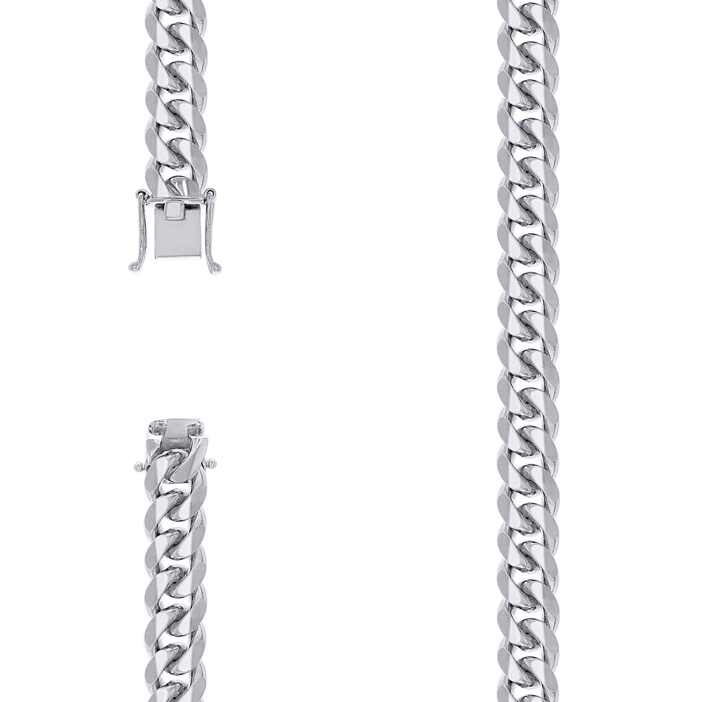 Sterling Silver Rhodium Plated Solid Miami Cuban Chain