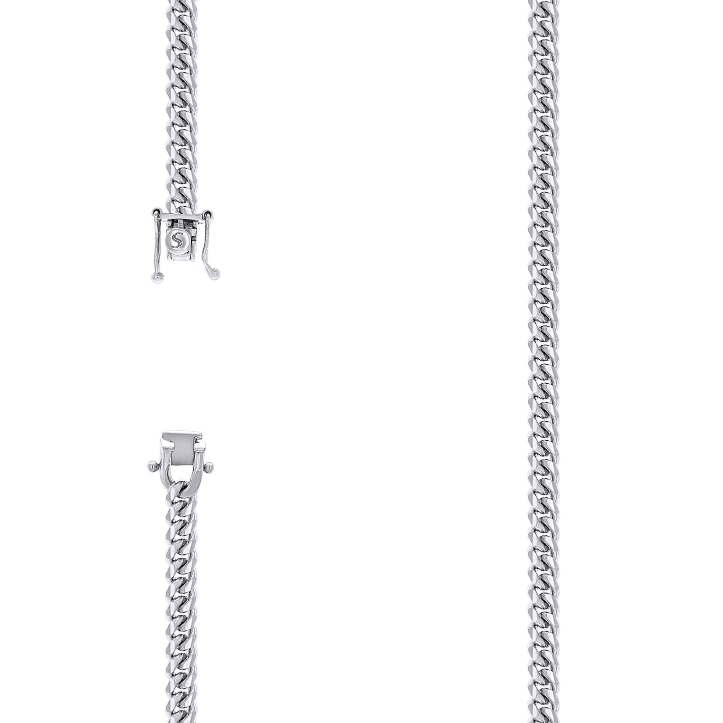 Sterling Silver Rhodium Plated Solid Miami Cuban Chain