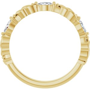 14K Yellow Gold Marquise 3.75 X 1.75 Mm Polished 1/6 Ctw Natural Diamond Sculptural Anniversary Band Size 7