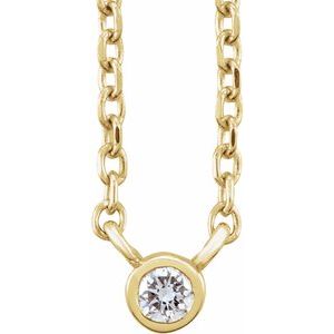 14K Yellow Gold Round 2Mm Gh I1 .03 Ct Natural Diamond Bezel-Set Solitaire Necklace, Length: 18 In