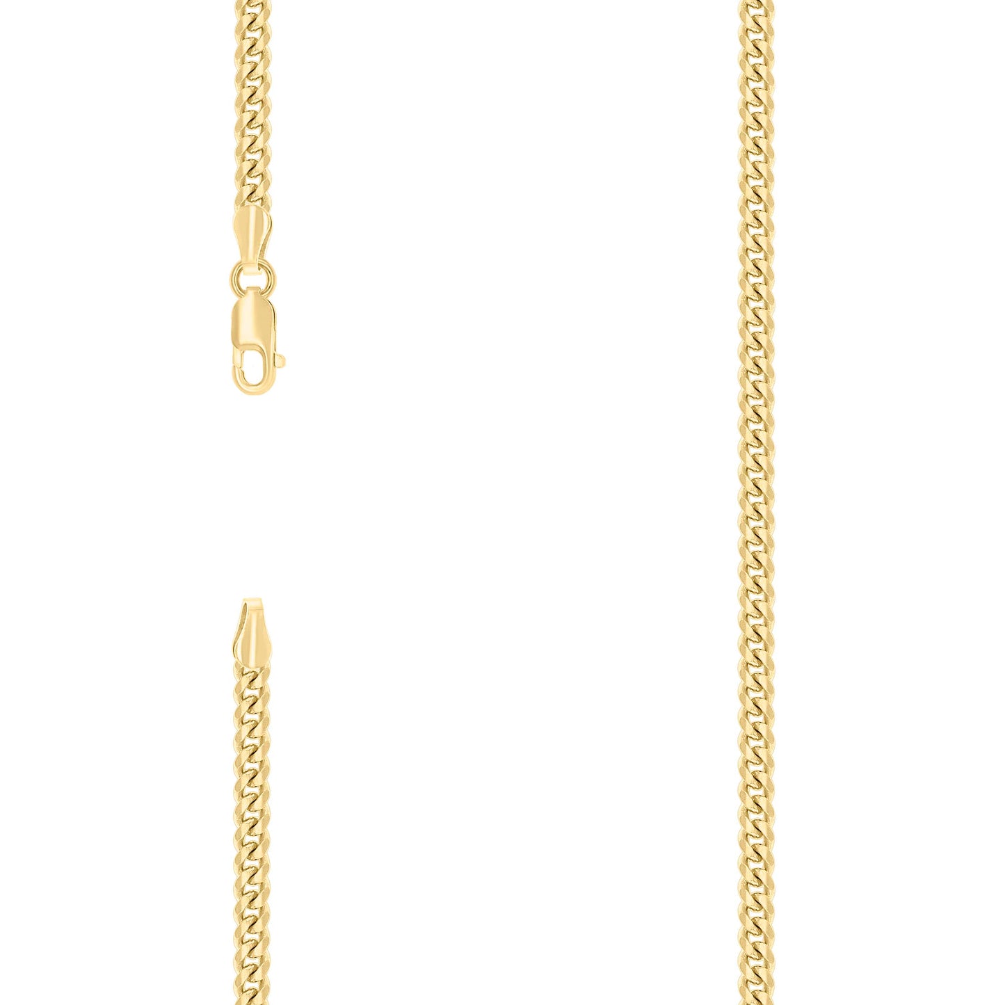 Sterling Silver Yellow-Tone Solid Miami Cuban Chain