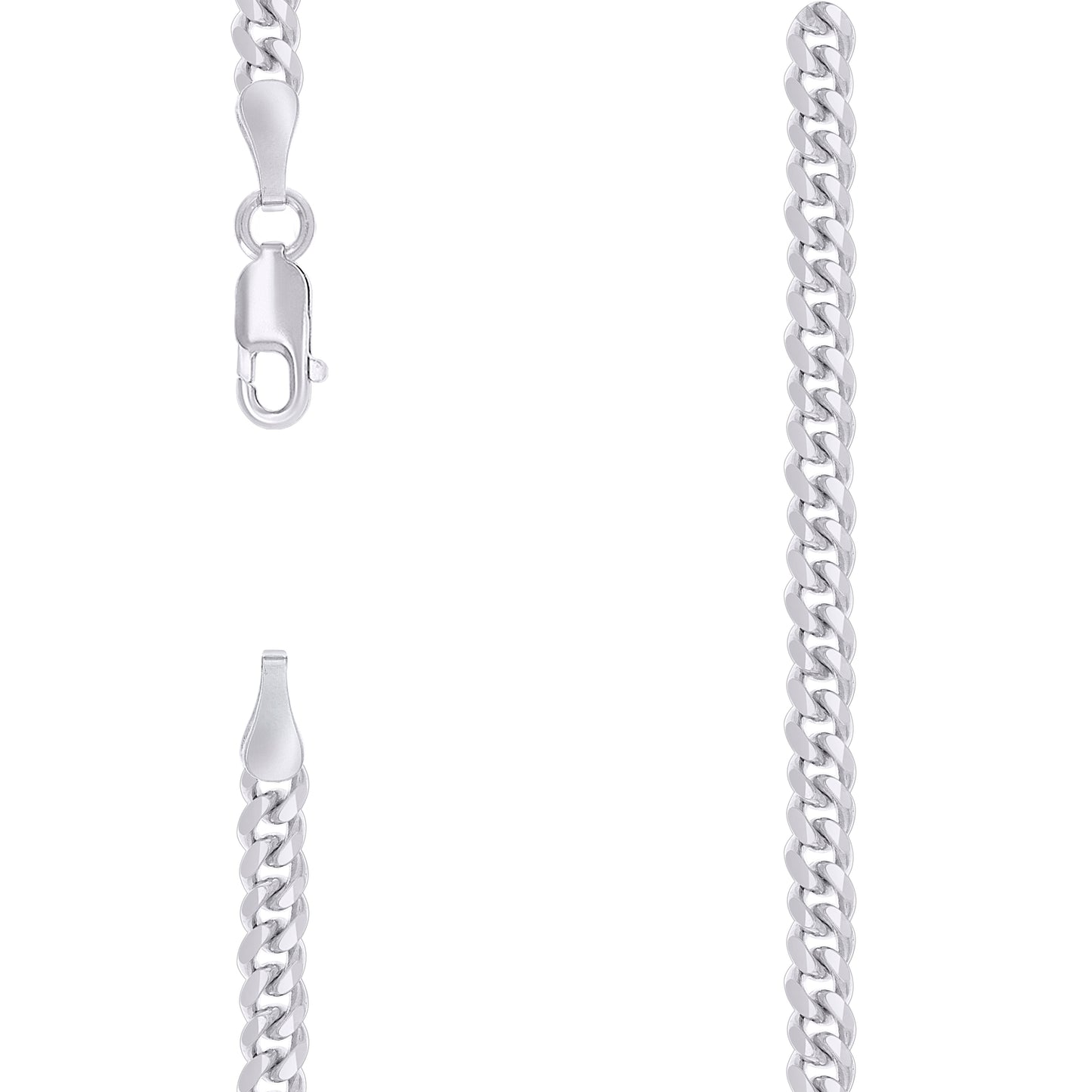 Sterling Silver Rhodium Plated Solid Miami Cuban Chain