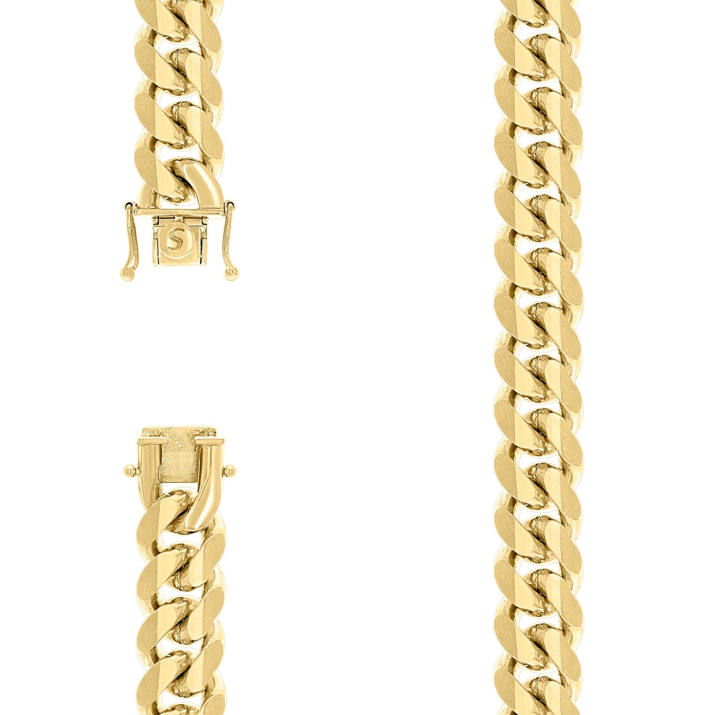Sterling Silver Yellow-Tone Solid Miami Cuban Chain