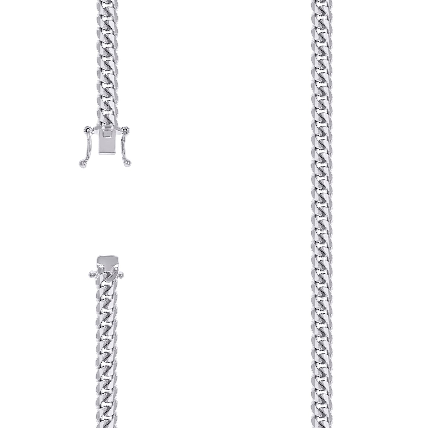 Sterling Silver Rhodium Plated Solid Miami Cuban Chain