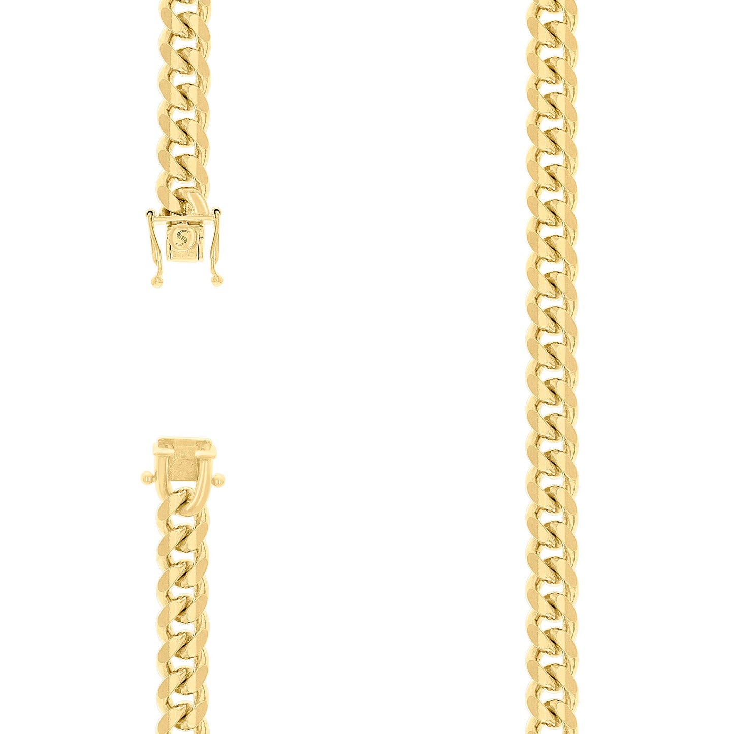 Sterling Silver Yellow-Tone Solid Miami Cuban Chain