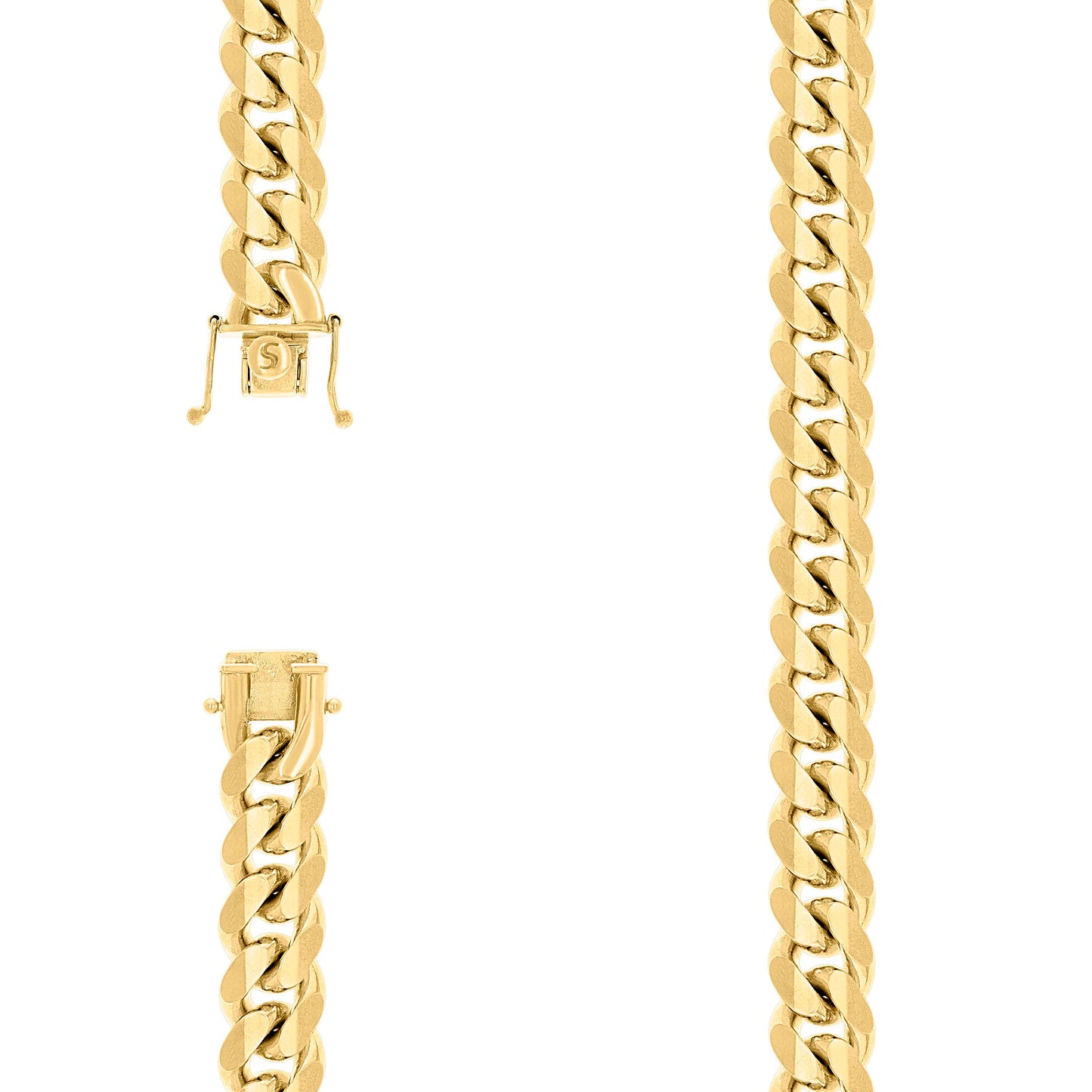 Sterling Silver Yellow-Tone Solid Miami Cuban Chain