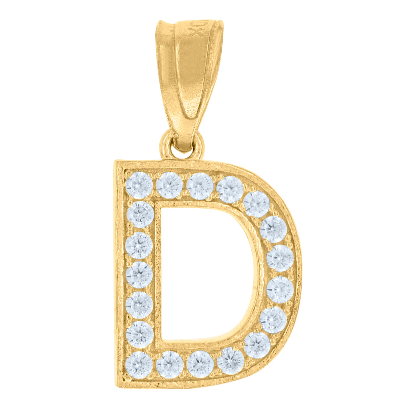 10K Yellow Gold Unisex Cubic-Zirconia Letter Alphabet Initials Charm Pendant