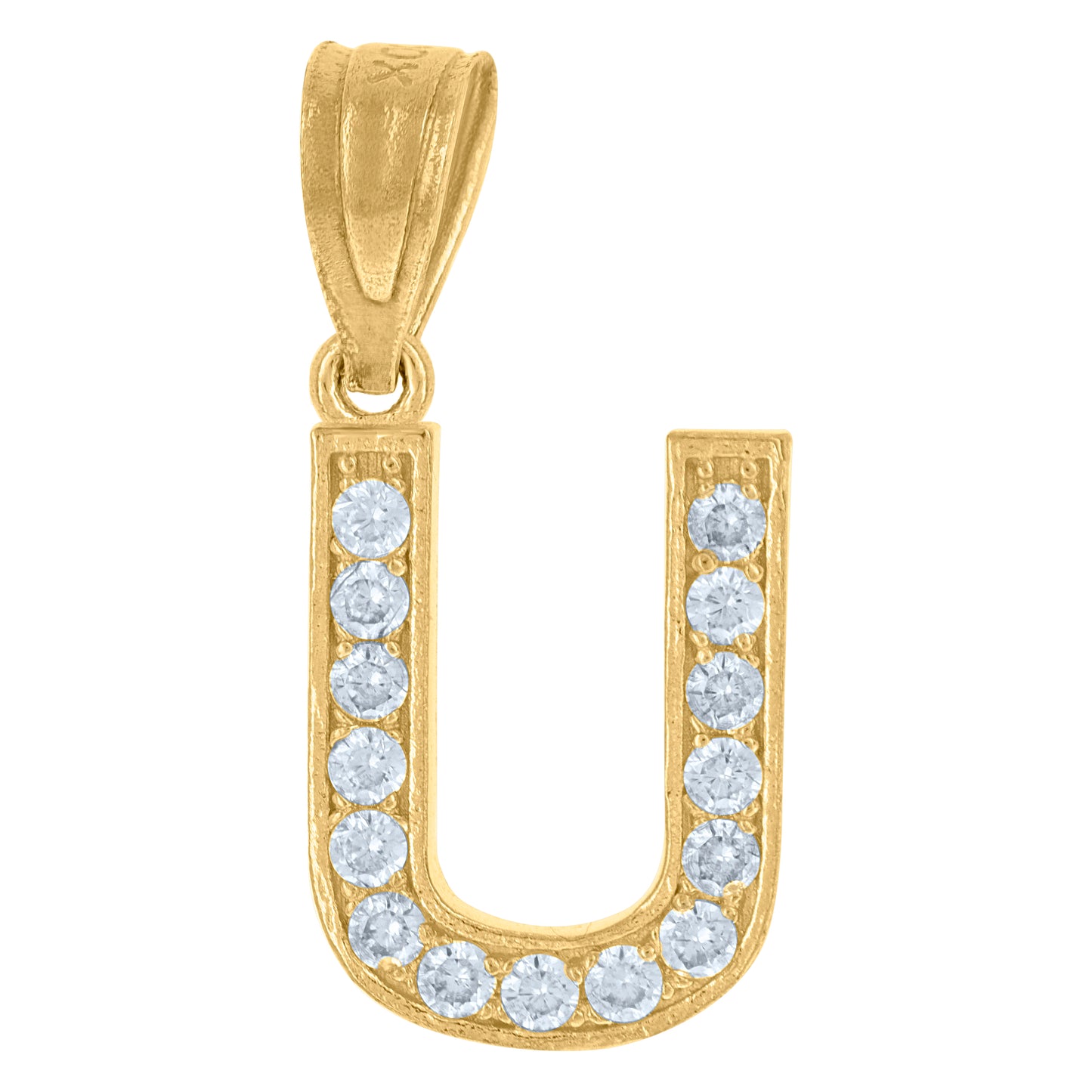10K Yellow Gold Unisex Cubic-Zirconia Letter Alphabet Initials Charm Pendant