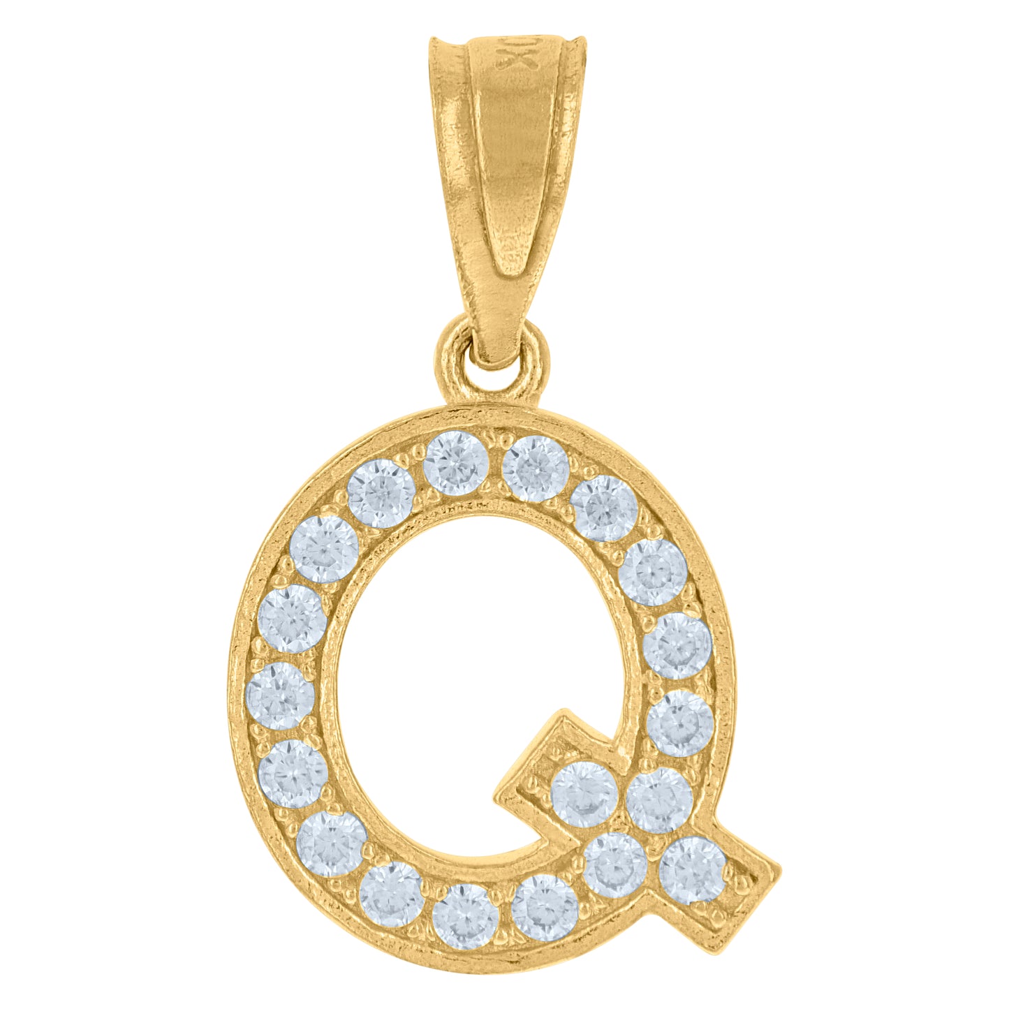 10K Yellow Gold Unisex Cubic-Zirconia Letter Alphabet Initials Charm Pendant