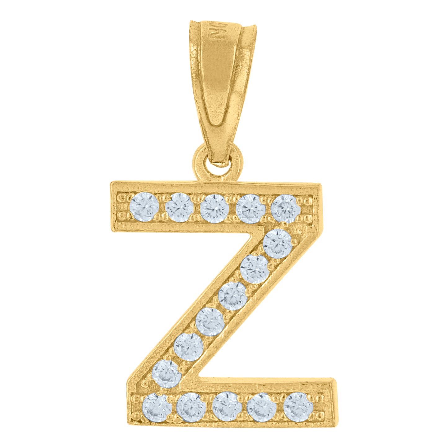 10K Yellow Gold Unisex Cubic-Zirconia Letter Alphabet Initials Charm Pendant