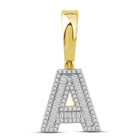 10K Yellow Gold Diamond Baguette Initial Charm