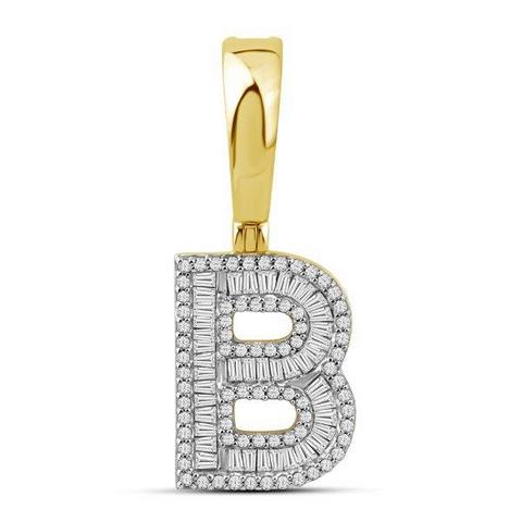 10K Yellow Gold Diamond Baguette Initial Charm