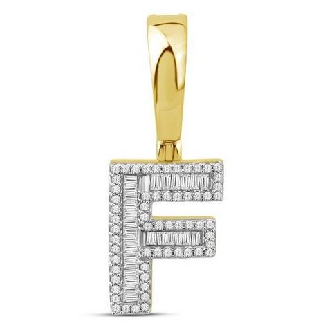 10K Yellow Gold Diamond Baguette Initial Charm