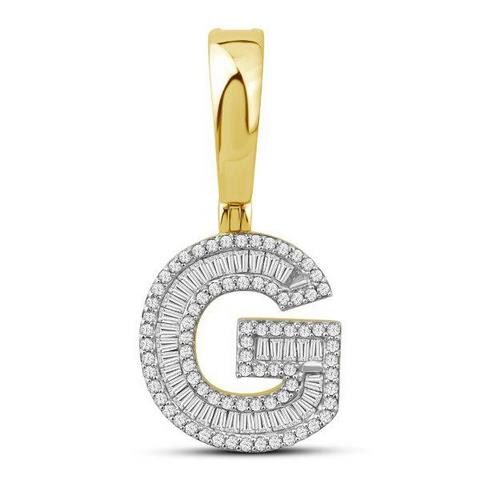 10K Yellow Gold Diamond Baguette Initial Charm