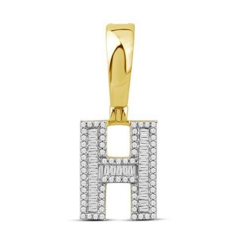 10K Yellow Gold Diamond Baguette Initial Charm