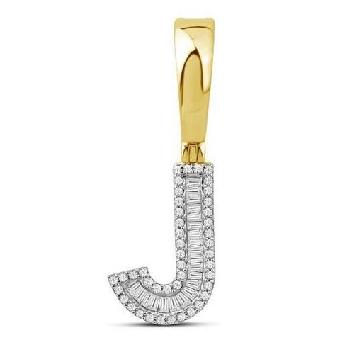 10K Yellow Gold Diamond Baguette Initial Charm