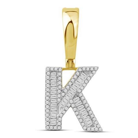 10K Yellow Gold Diamond Baguette Initial Charm