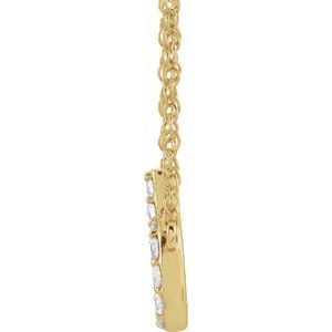 14K Yellow Or White Gold 1.4 Mm I1, H+ Round Natural Diamond Lowercase Initial 16" Necklace