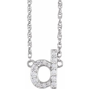 14K Yellow Or White Gold 1.4 Mm I1, H+ Round Natural Diamond Lowercase Initial 16" Necklace