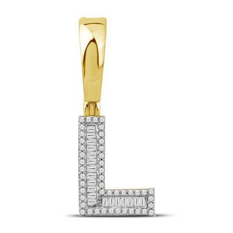 10K Yellow Gold Diamond Baguette Initial Charm