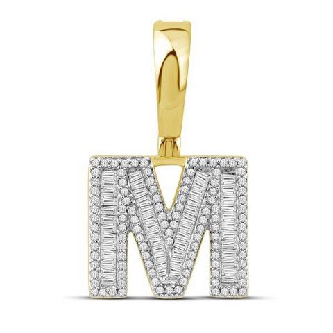 10K Yellow Gold Diamond Baguette Initial Charm