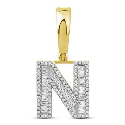 10K Yellow Gold Diamond Baguette Initial Charm