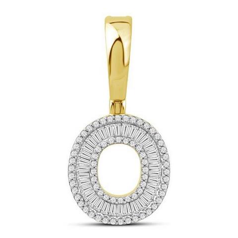 10K Yellow Gold 0.45 Cttw Diamond Baguette Initial "O" Pendant