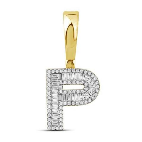 10K Yellow Gold Diamond Baguette Initial Charm