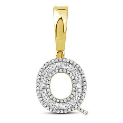 10K Yellow Gold Diamond Baguette Initial Charm