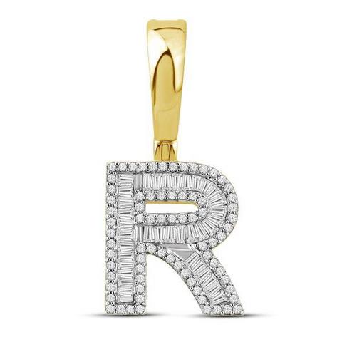 10K Yellow Gold Diamond Baguette Initial Charm