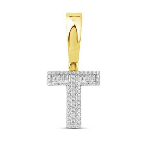 10K Yellow Gold Diamond Baguette Initial Charm