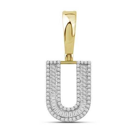 10K Yellow Gold Diamond Baguette Initial Charm