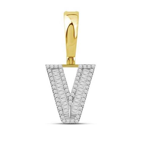 10K Yellow Gold Diamond Baguette Initial Charm