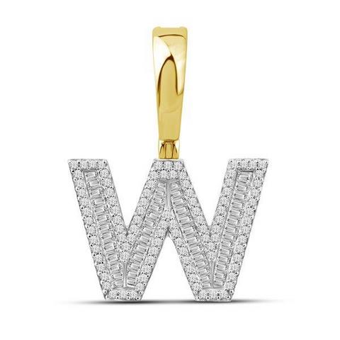 10K Yellow Gold Diamond Baguette Initial Charm