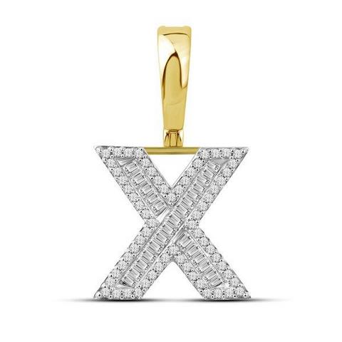 10K Yellow Gold Diamond Baguette Initial Charm