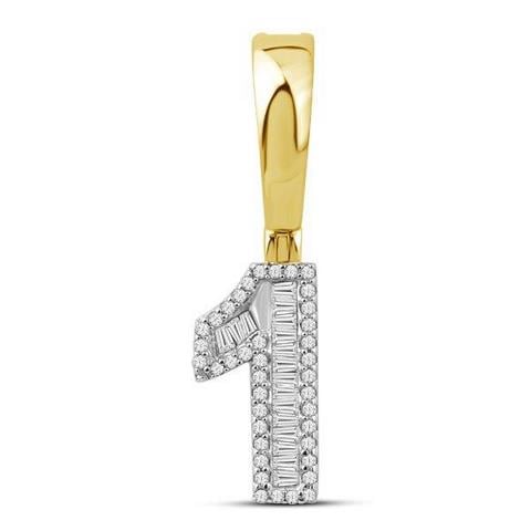 10K Yellow Gold Diamond Baguette Number Charm