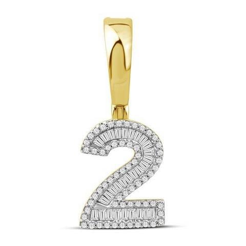 10K Yellow Gold Diamond Baguette Number Charm