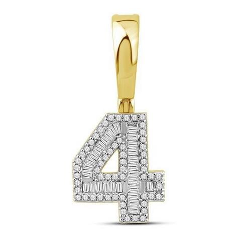 10K Yellow Gold Diamond Baguette Number Charm