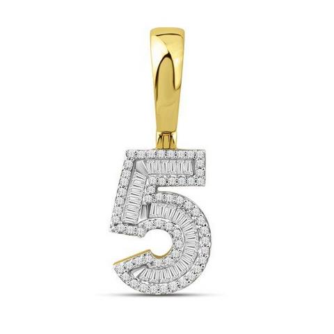 10K Yellow Gold Diamond Baguette Number Charm